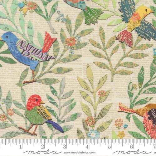 Paper Hamlet Paper Birds Cotton 44"/45" Fabric Per Yard - Prismatic Fiber Arts