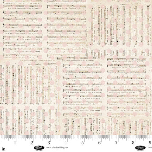 Parisian Snippets Digital Ecru Music and Dots Cotton 44"/45" Fabric Per Yard - Prismatic Fiber Arts