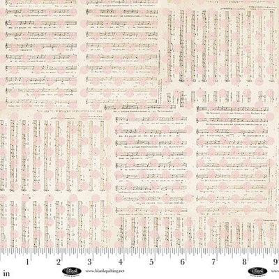 Parisian Snippets Digital Ecru Music and Dots Cotton 44"/45" Fabric Per Yard - Prismatic Fiber Arts