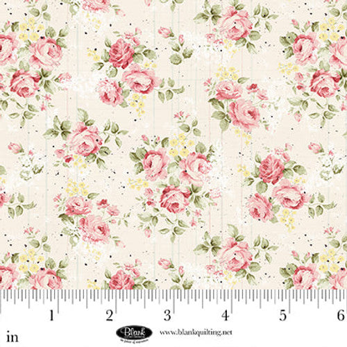 Parisian Snippets Digital Ecru Roses Cotton 44"/45" Fabric Per Yard - Prismatic Fiber Arts