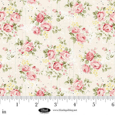 Parisian Snippets Digital Ecru Roses Cotton 44"/45" Fabric Per Yard - Prismatic Fiber Arts