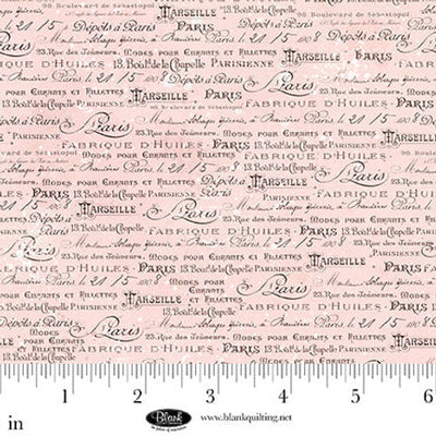 Parisian Snippets Digital Pink Script Cotton 44"/45" Fabric Per Yard - Prismatic Fiber Arts