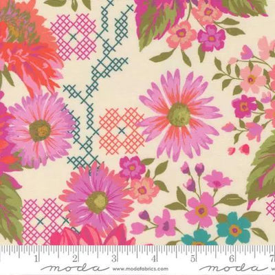 Parlor Happy Blooms Cream Cotton 44"/45" Fabric Per Yard - Prismatic Fiber Arts