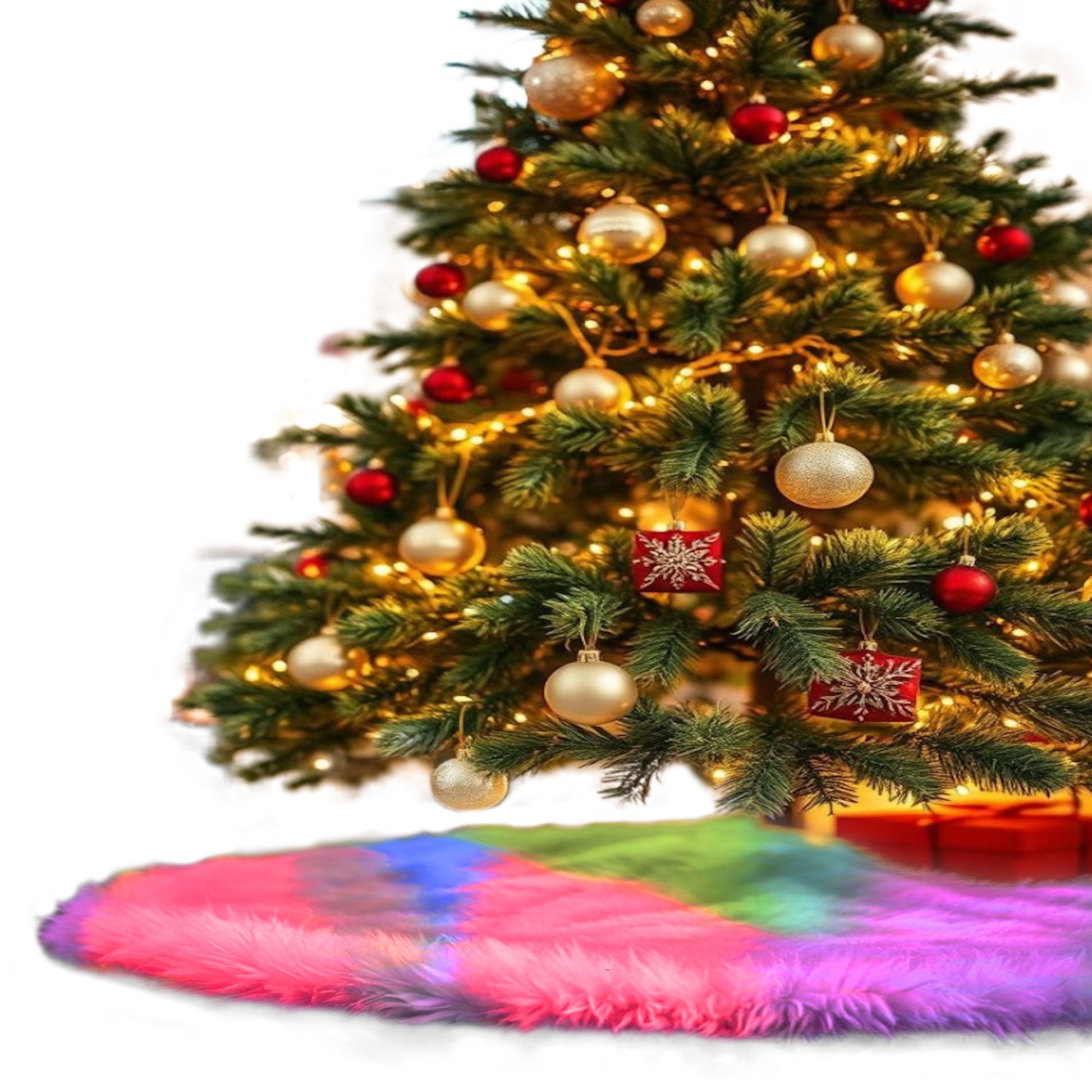 Premium Faux Fur Christmas Tree Skirt - 36 Inch | Luxurious Holiday Decorations - Prismatic Fiber Arts