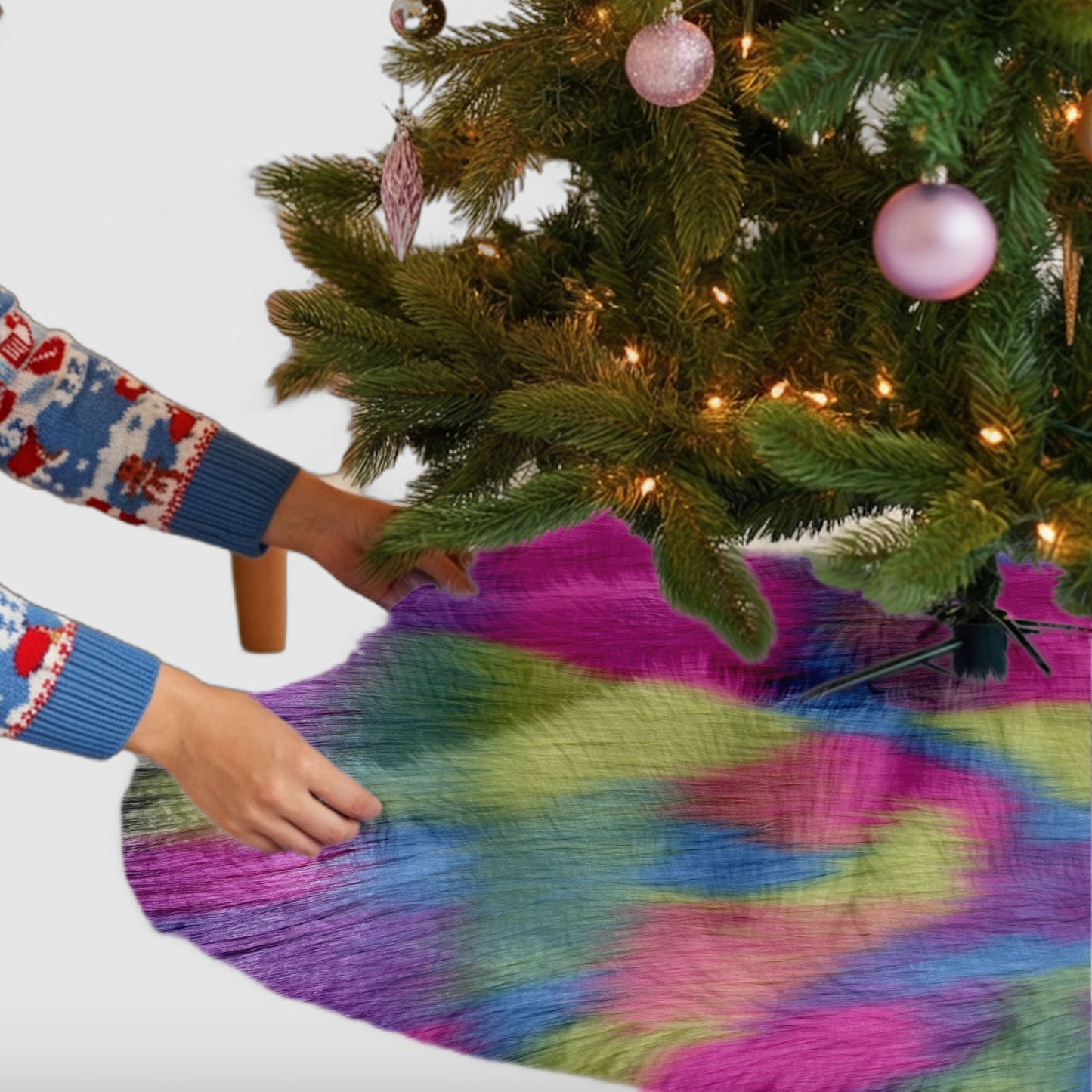 Premium Faux Fur Christmas Tree Skirt - 36 Inch | Luxurious Holiday Decorations - Prismatic Fiber Arts