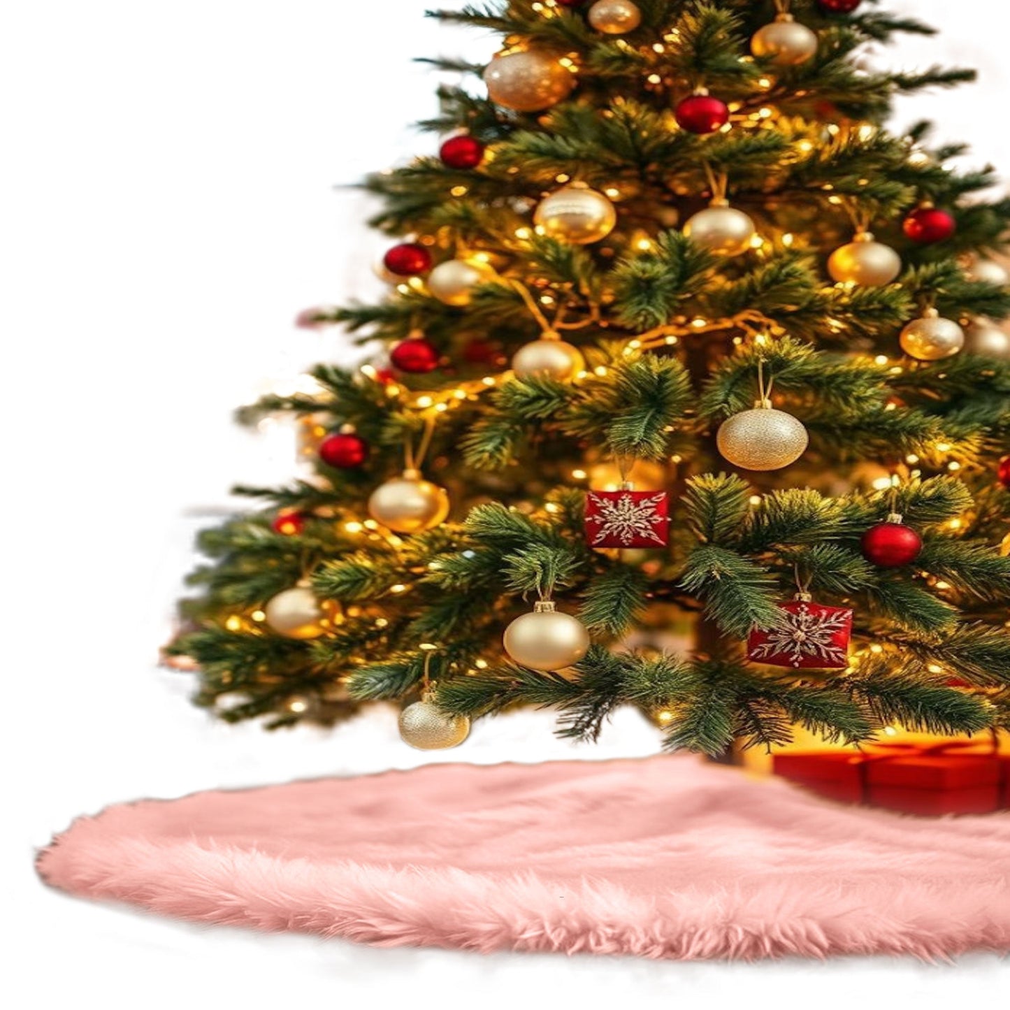 Premium Faux Fur Christmas Tree Skirt - 36 Inch | Luxurious Holiday Decorations - Prismatic Fiber Arts