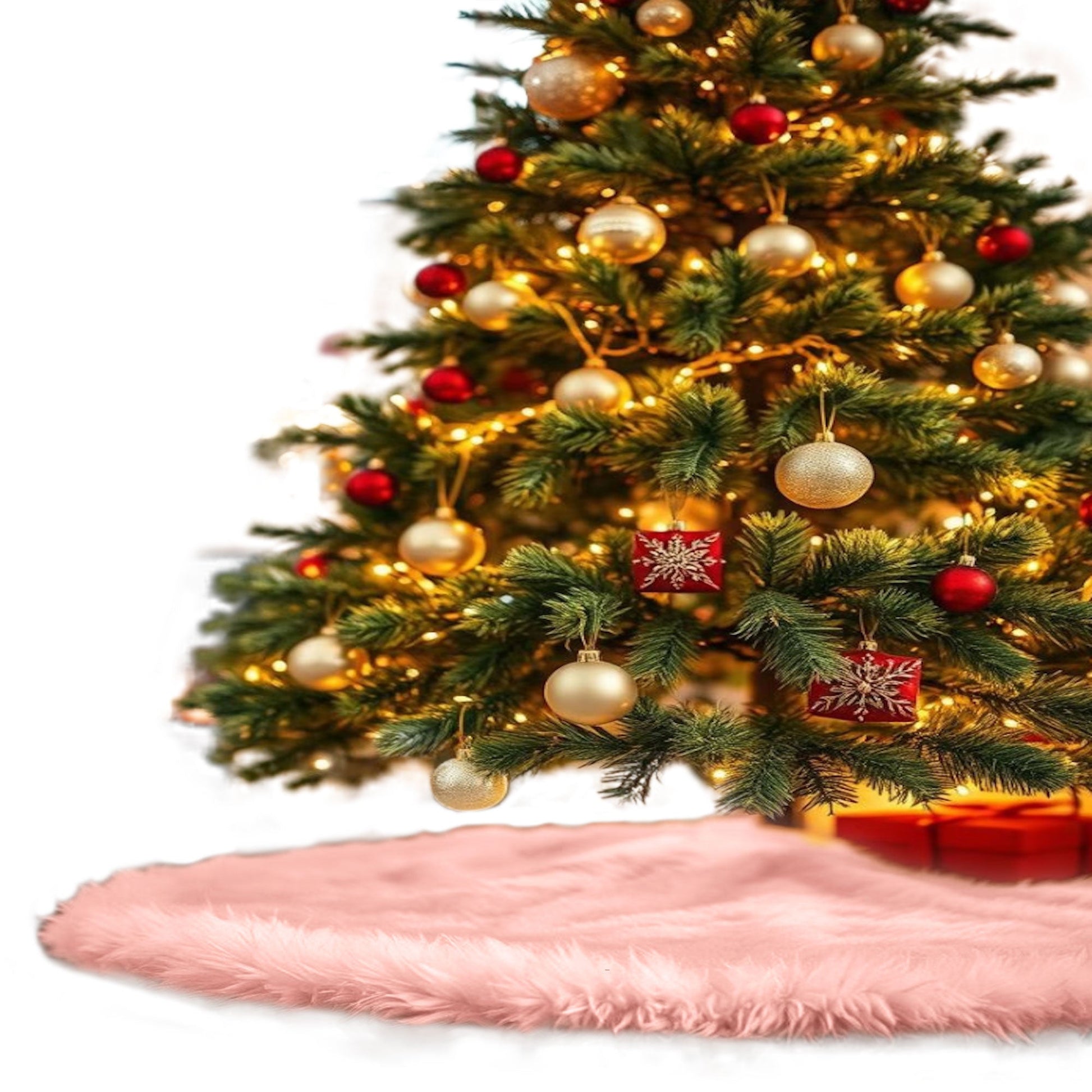Premium Faux Fur Christmas Tree Skirt - 36 Inch | Luxurious Holiday Decorations - Prismatic Fiber Arts
