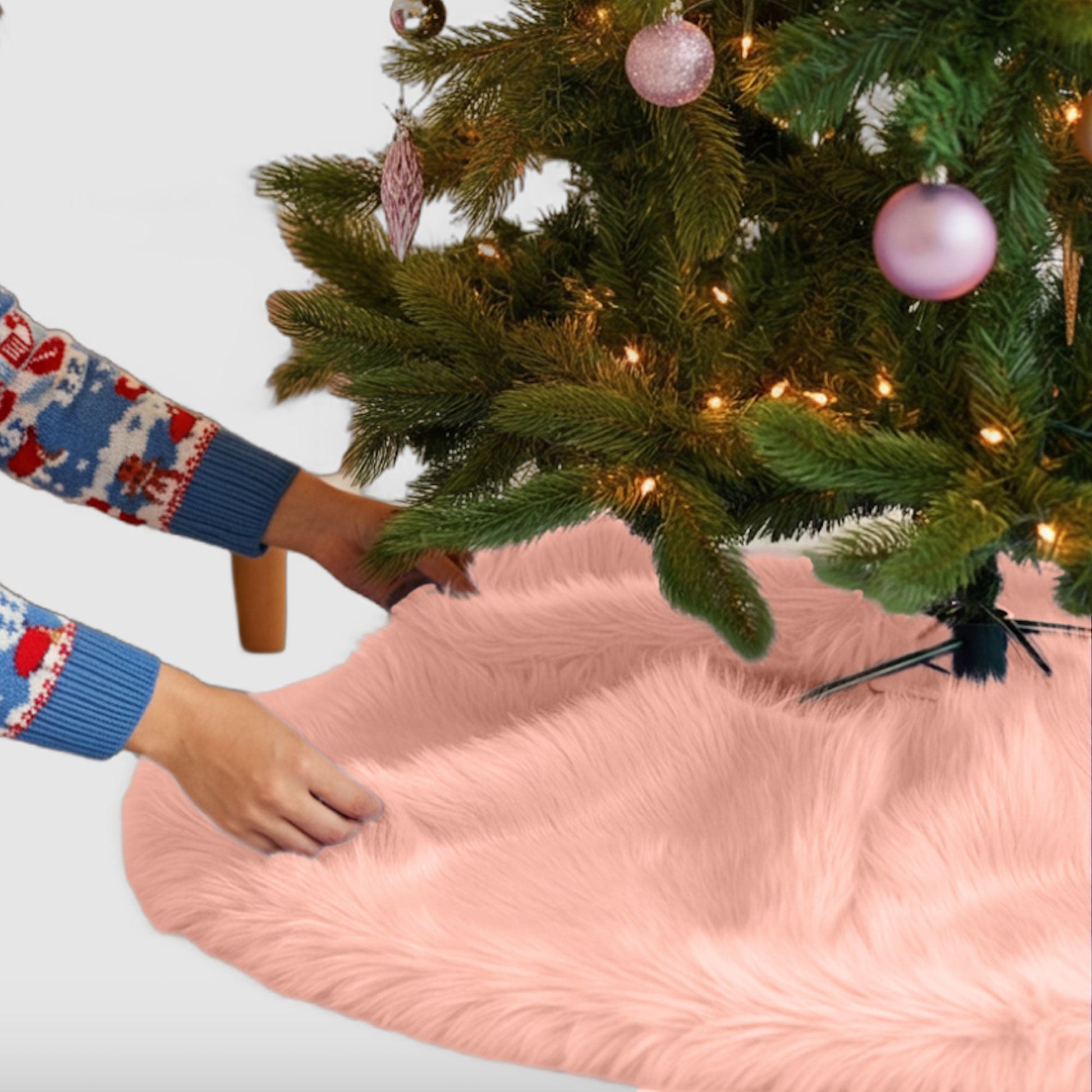 Premium Faux Fur Christmas Tree Skirt - 36 Inch | Luxurious Holiday Decorations - Prismatic Fiber Arts