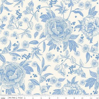 Penelope Floral Cream Cotton Wideback Fabric per yard - Prismatic Fiber Arts