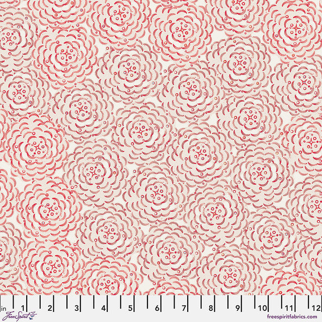 Peony Red Flourish And Bloom 44"/45" Cotton Fabric Per Yard