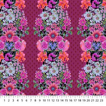 Perennial Borders Beata's Garden in Plum AMT137-84L Cotton 44"/45" Fabric Per Yard - Prismatic Fiber Arts