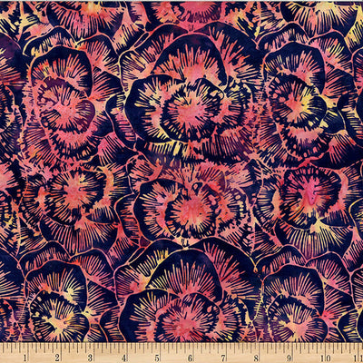 Persimmon Bali Batik Linear Peony Cotton 44"/45" Fabric Per Yard - Prismatic Fiber Arts