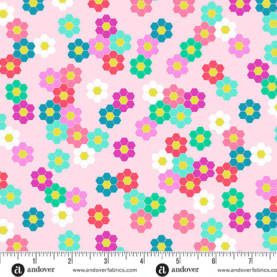 Petal Hexie Garden Color Pop Playground Cotton 44"/45" Fabric Per Yard - Prismatic Fiber Arts