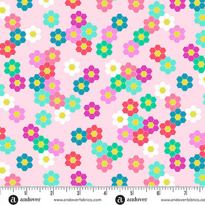 Petal Hexie Garden Color Pop Playground Cotton 44"/45" Fabric Per Yard - Prismatic Fiber Arts