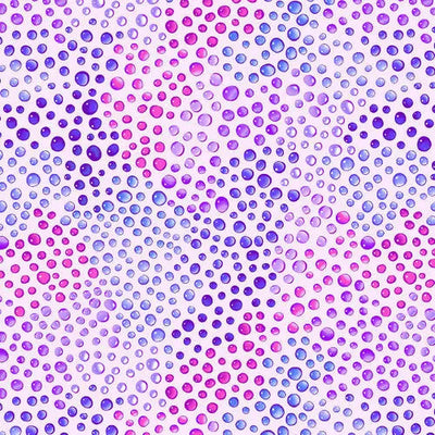 Pink And Purple Lilac Rainbow Droplets Cotton Wideback Fabric per yard - Prismatic Fiber Arts