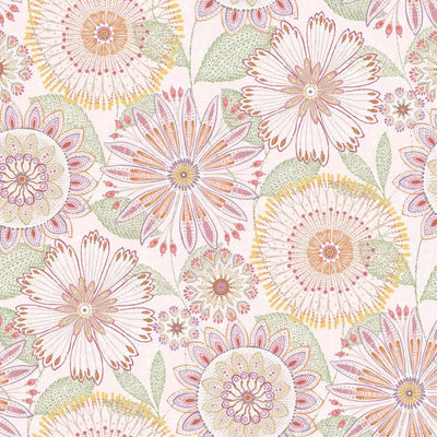 Pink Blush Floral Medallions Cotton Wideback Fabric per yard - Prismatic Fiber Arts