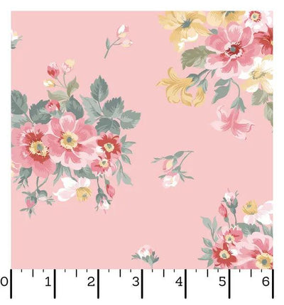 Pink Bouquet La Fleur Flannel Cotton 42"/43" Fabric Per Yard - Prismatic Fiber Arts