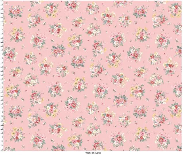 Pink Bouquet La Fleur Flannel Cotton 42"/43" Fabric Per Yard - Prismatic Fiber Arts