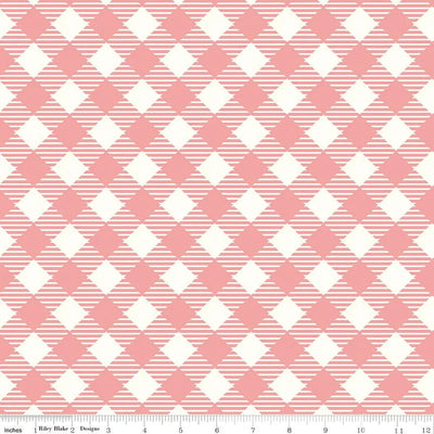 Pink Coral Lori Holt Bee Ginghams Cotton Wideback Fabric per yard - Prismatic Fiber Arts