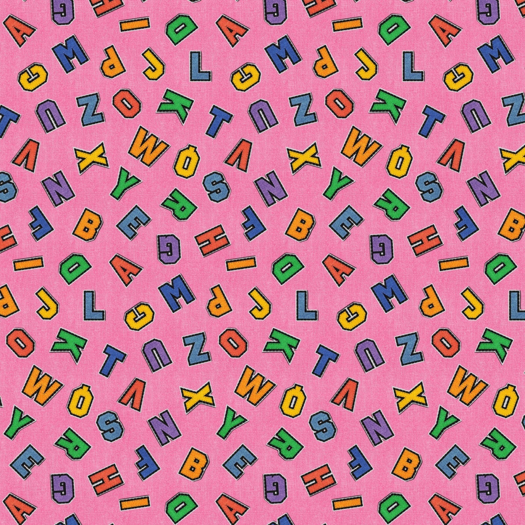 Pink Patch Perfect Alphabet Toss Cotton 43"/44" Fabric Per Yard - Prismatic Fiber Arts