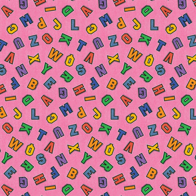 Pink Patch Perfect Alphabet Toss Cotton 43"/44" Fabric Per Yard - Prismatic Fiber Arts