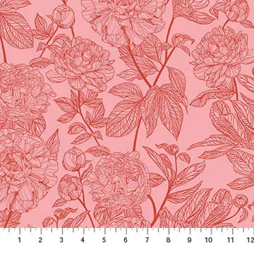 Pink Peonies Indelible by Anna Maria for Northcott Cotton 44"/45" Fabric Per Yard - Prismatic Fiber Arts