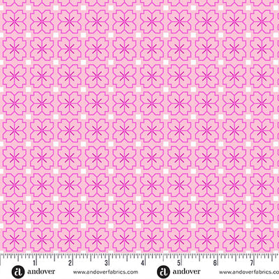 Pink Pixel Petals Color Pop Playground Cotton 44"/45" Fabric Per Yard - Prismatic Fiber Arts