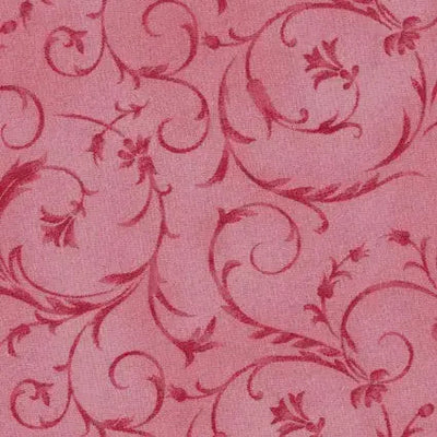 Pink Rosette Elegant Scroll Cotton Wideback Fabric per yard - Prismatic Fiber Arts