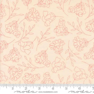 Abloom Pale Pink Spring Sketch Florals 44"/45" Fabric Per Yard - Prismatic Fiber Arts