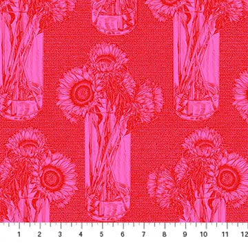 Pink Sunflowers Indelible by Anna Maria for Northcott Cotton 44"/45" Fabric Per Yard - Prismatic Fiber Arts