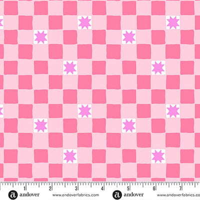 Pink Twinkle Tiles Color Pop Playground Cotton 44"/45" Fabric Per Yard - Prismatic Fiber Arts