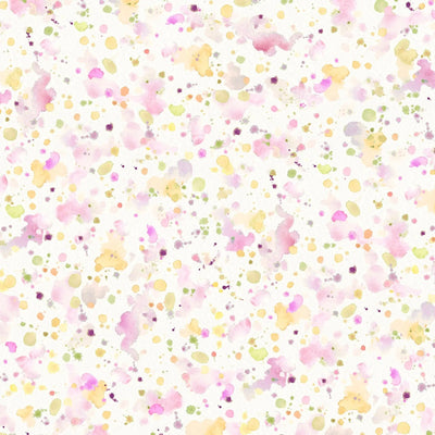 Pink Yellow Paint Splatter Cotton Wideback Fabric per yard - Prismatic Fiber Arts