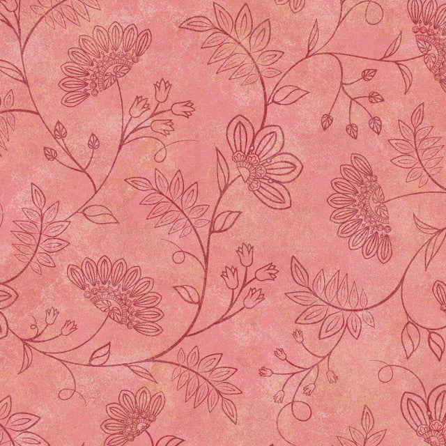 Pink and Red Operetta Flowering Vines Cotton 43"/44" Fabric Per Yard - Prismatic Fiber Arts