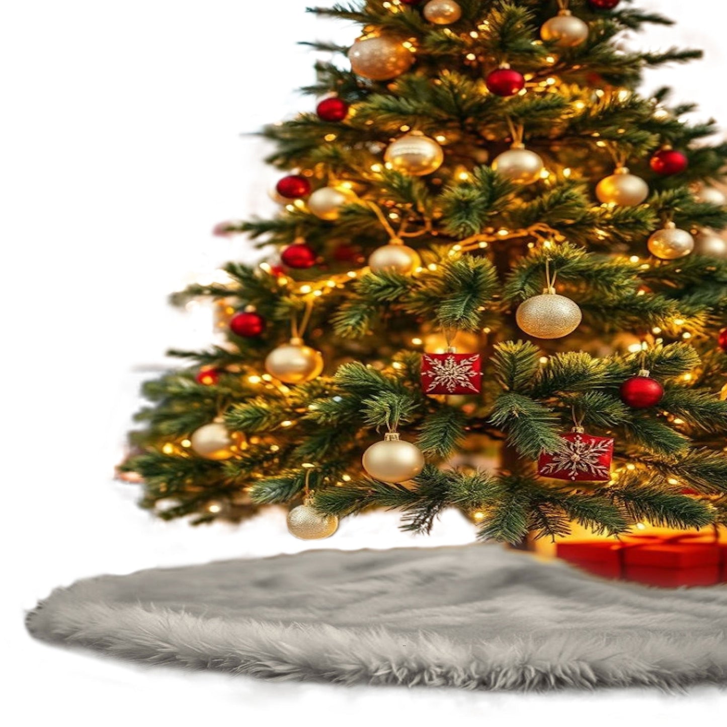Premium Faux Fur Christmas Tree Skirt - 36 Inch | Luxurious Holiday Decorations - Prismatic Fiber Arts
