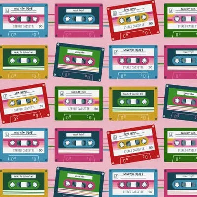 Press Play Cassette Stripe 43"/44" Fabric Per Yard - Prismatic Fiber Arts