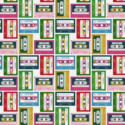 Press Play Cassette Toss 43"/44" Fabric Per Yard - Prismatic Fiber Arts