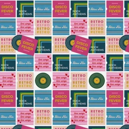 Press Play Record Breaking 43"/44" Fabric Per Yard - Prismatic Fiber Arts