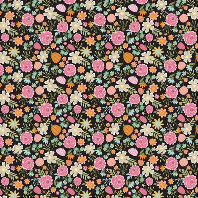Pretty Pumpkin Poppie Cotton Black 44"/45" Fabric Per Yard - Prismatic Fiber Arts