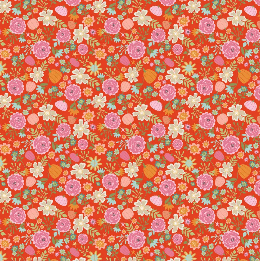 Pretty Pumpkin Poppie Cotton Orange 44"/45" Fabric Per Yard - Prismatic Fiber Arts