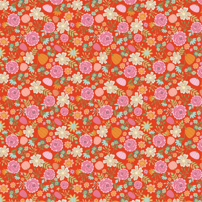 Pretty Pumpkin Poppie Cotton Orange 44"/45" Fabric Per Yard - Prismatic Fiber Arts