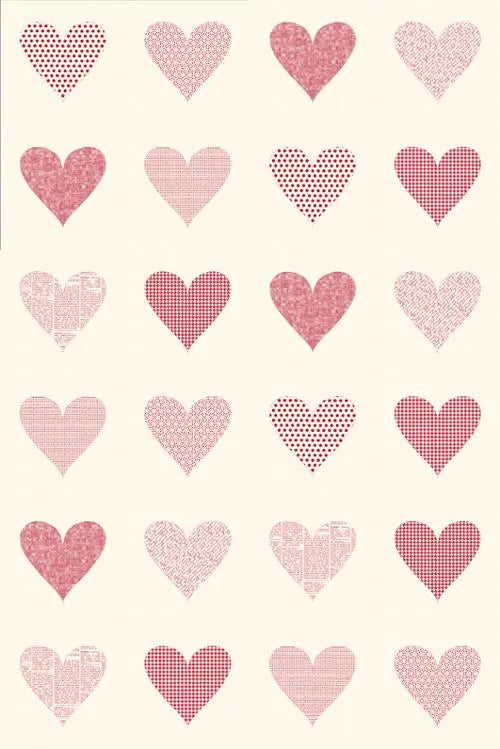 Printworks Flirt Unbleached Red Hearts Moda Digital Panel - Prismatic Fiber Arts