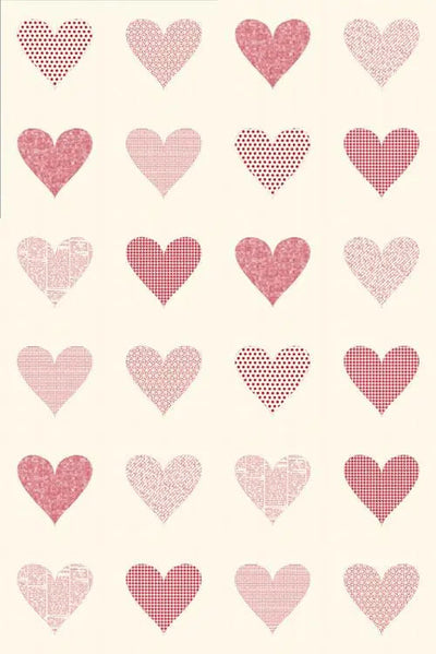 Printworks Flirt Unbleached Red Hearts Moda Digital Panel - Prismatic Fiber Arts