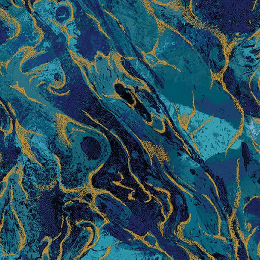 Prussian Marbled Earth Cotton 44”/45" Fabric Per Yard - Prismatic Fiber Arts