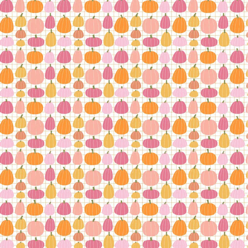 Pumpkin Patch Poppie Cotton White 44"/45" Fabric Per Yard - Prismatic Fiber Arts