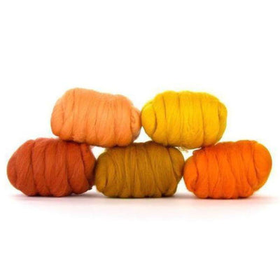 Mixed Merino Wool Variety Pack | Pumpkin Patch (Orange) 250 Grams, 23 Micron - Prismatic Fiber Arts
