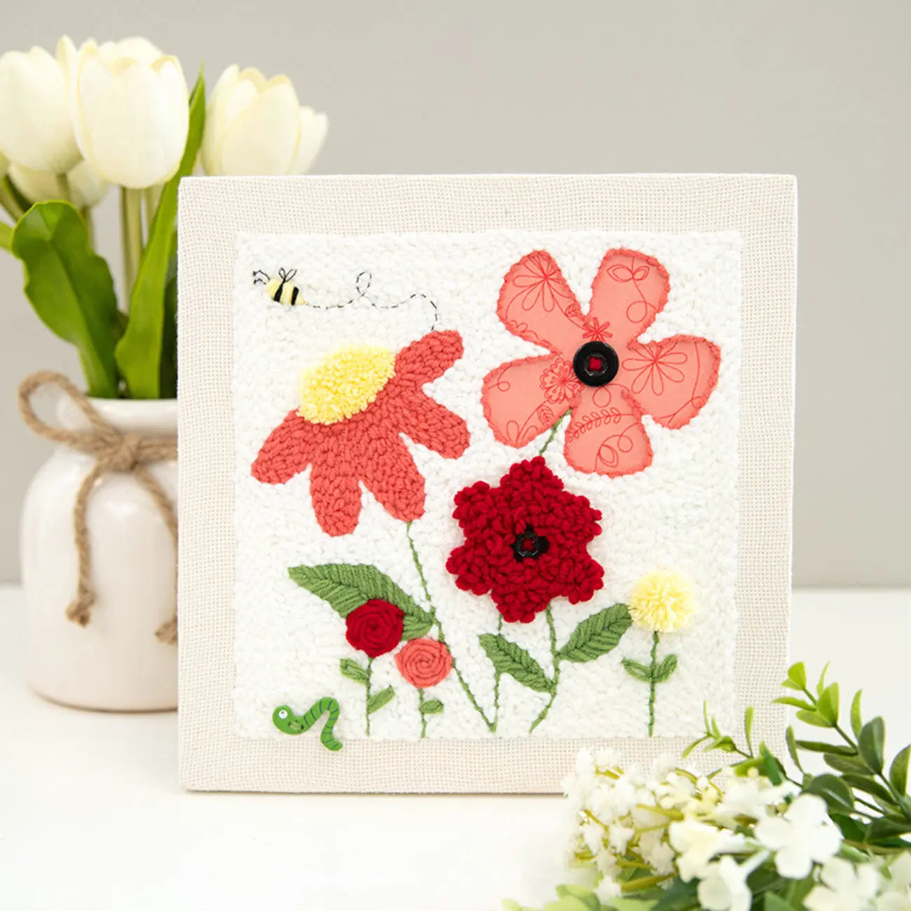 Punch Needle Embroidery Kit Punch Needle In Bloom 10in Frame - Prismatic Fiber Arts
