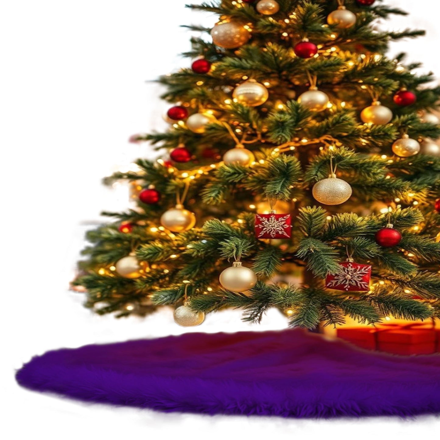 Premium Faux Fur Christmas Tree Skirt - 36 Inch | Luxurious Holiday Decorations - Prismatic Fiber Arts
