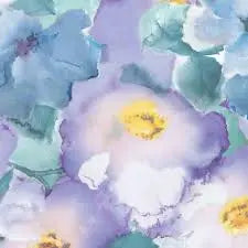 Purple Aqua Flower Wash Cotton Wideback Fabric per yard - Prismatic Fiber Arts