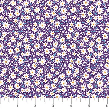 Purple Daisies Pocket Posies Cotton 44"/45" Fabric Per Yard - Prismatic Fiber Arts