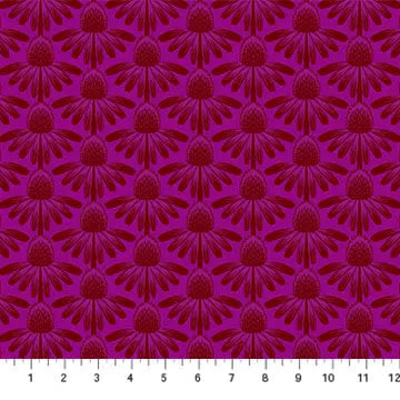 Purple Echinacea Indelible by Anna Maria for Northcott Cotton 44"/45" Fabric Per Yard - Prismatic Fiber Arts